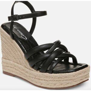Circus by Sam Edelman Womens Size 10 M IRENE Black Wedge Sandals Raffia Platform